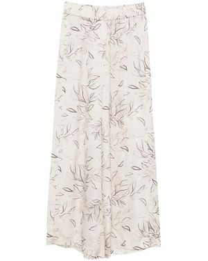 Peserico Floral-Print Palazzo Trousers - White