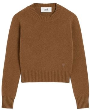 Ami Paris Maglione Girocollo - Marrone