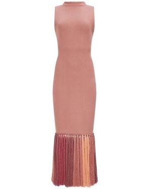 Aje. Sofia Knit Tassel Midi Dress - White
