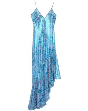 Etro Paisley-Patterned Midi Dress With Ruffles - Blue