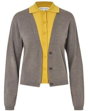 Stine Goya Layered Long Sleeve Cardigan - Gray