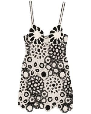 PATBO Floral-Detail Mini Dress - White