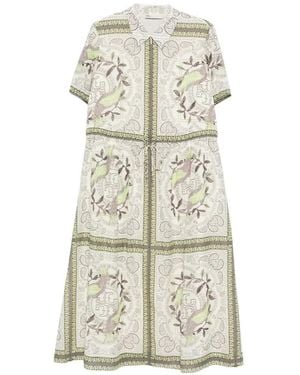 Tory Burch Bird Paisley Midi Dress - White