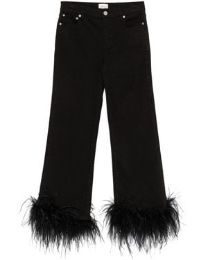 Alice + Olivia Jeans Con Bordo Di Piume - Nero