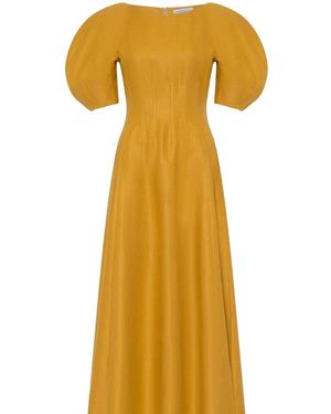 Gabriela Hearst Ranya Puff Sleeve Maxi Dress - Yellow