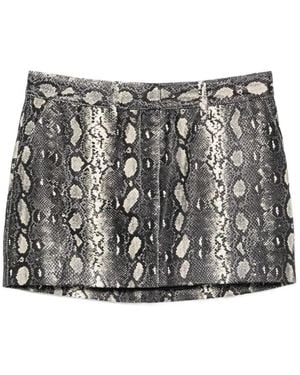 MICHAEL Michael Kors Snakeskin-Print Miniskirt - Gray