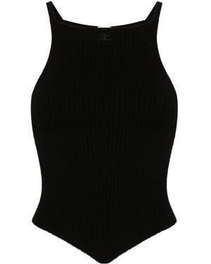 Courreges Pointy Rib Knit Tank Top - Black