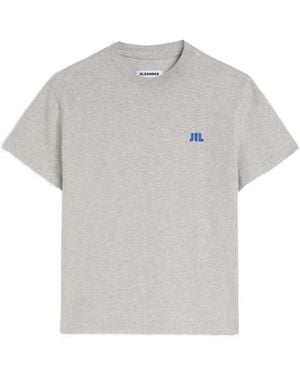 Jil Sander Embroidered Jil Logo Tee - Grey