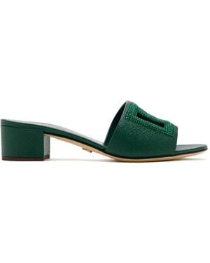 Dolce & Gabbana Logo-Plaque Embellished Mules - Green