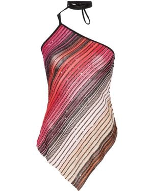 Missoni One Shoulder Asymmetrical Top - Red