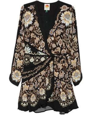 FARM Rio Daniela Floral-Print Midi Dress - Black