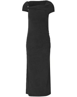 Stine Goya One Shoulder Draped Midi Dress - Black