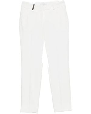 Peserico Cropped Slim-Fit Pants - White