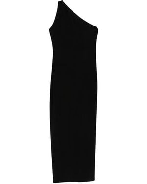 Norma Kamali One-Shoulder Side-Slit Maxi Dress - Black