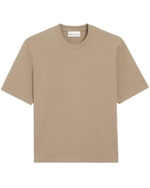 Ami Paris Ami De Coeur Embossed T-Shirt - Natural