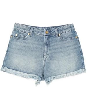 Michael Kors Short En Jean À Ourlet Frangé - Blue