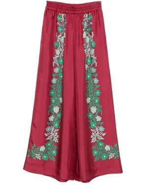 La DoubleJ Floral-Print Pants - Red