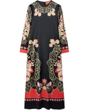 La DoubleJ Clingy Swing Placed Long-Sleeve Maxi Dress - Black