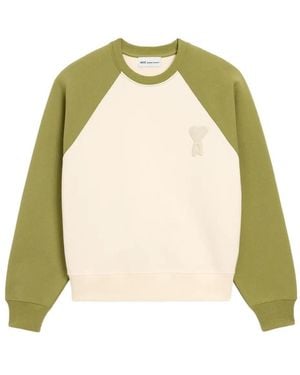 Ami Paris Ami De Coeur Two-Tone Crochet Jumper - Green