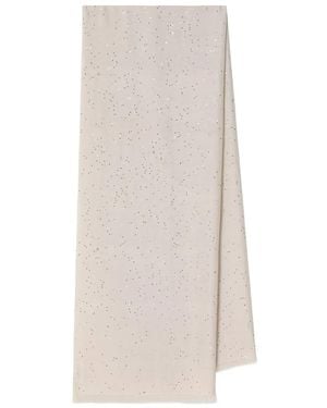Brunello Cucinelli Sequin-embellished Frayed Scarf - White