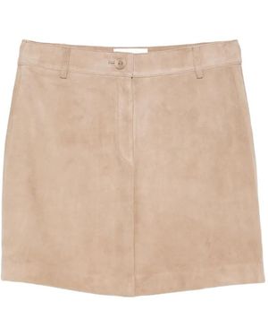 Alpha Studio Suede Mini Skirt - Natural