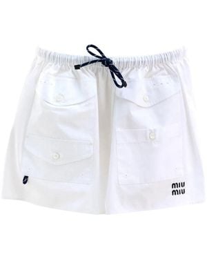 Miu Miu Multipocket Miniskirt With Embroidered Logo - White