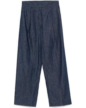 Another Tomorrow Chambray Relaxed Wide Leg Pant - Blu