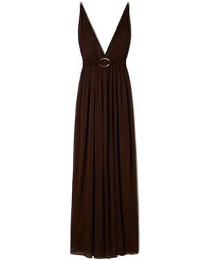 Tory Burch V-Neck Viscose Dress - Brown
