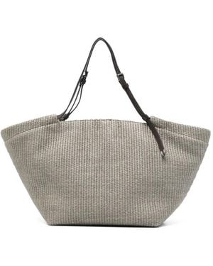 Brunello Cucinelli Micro Woven Shopping Bag - Grey