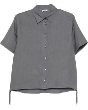 Peserico Drawstring-Hem Short-Sleeve Shirt - Grey
