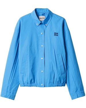 Miu Miu Cotton Popeline Blouson - Blue