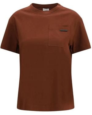 Brunello Cucinelli Monili-Embellished Pocket T-Shirt - Brown