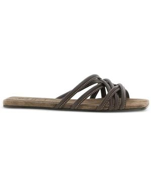 Brunello Cucinelli Sandals With Contrasting Stitching - White