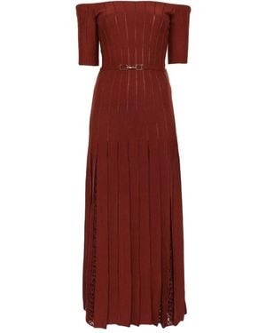 Gabriela Hearst Kurt Knit Pleated Maxi Dress - Red