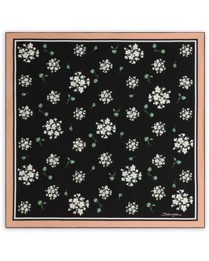 Dolce & Gabbana Floral-Pattern Scarf - Black