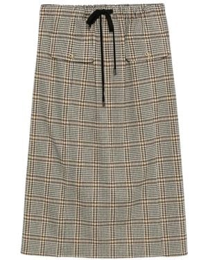 Fabiana Filippi Check-Print Drawstring Midi Skirt - Grey