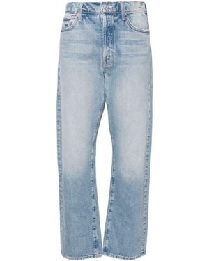 Mother Cropped Straight-Leg Denim Jeans - Blue