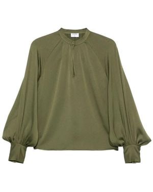 Filippa K Bishop-Sleeve Satin Blouse - Green