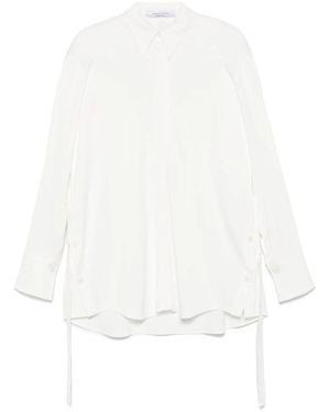 Another Tomorrow Bias Button Side Shirt - Bianco