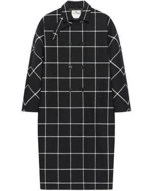 Courreges Checked Oversized Tailored Coat - Black