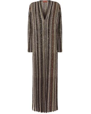 Missoni Striped Sequined Lame Maxi Dress - Brown