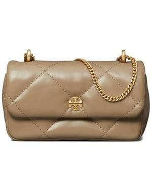 Tory Burch Kira Diamond Mini Leather Shoulder Bag - Natural