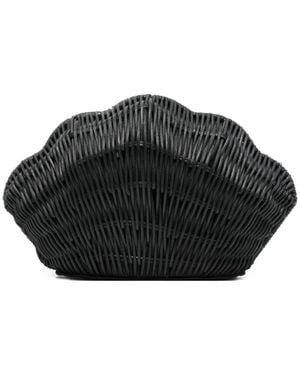 MICHAEL Michael Kors Shelly Shell-Shaped Woven Clutch Bag - Black