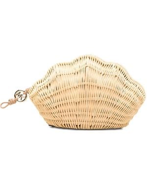MICHAEL Michael Kors Shelly Shell-Shaped Woven Clutch Bag - Natural