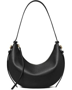 Tory Burch Romy Half Moon Leather Shoulder Bag - Black