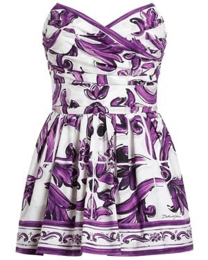 Dolce & Gabbana Maiolica Print Mini Dress - Purple