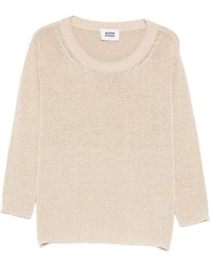 Alpha Studio Round Neck Sweater - Natural