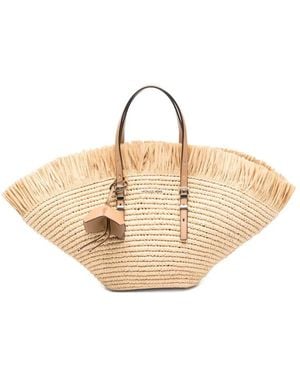 Michael Kors Isa Fringed Woven Beach Bag - Natural