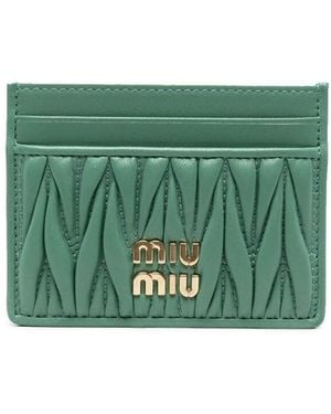 Miu Miu Sage Matelass\u00e9 Leather Cardholder - Green