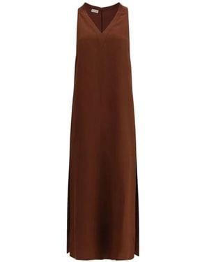 Brunello Cucinelli V-neck Dress - Brown